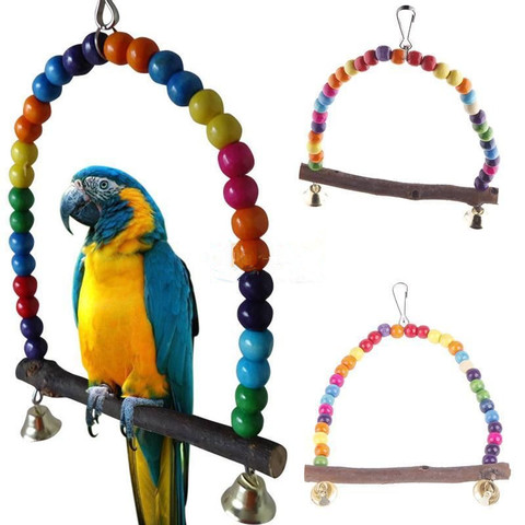 Colorful Bird Toy Parrot Swing Cage Toy Parakeet Cockatiel Budgie Lovebird Woodens Parrots Swings Toyss Drop shipping 2022 - купить недорого