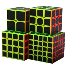 Qiyi 4 pçs/set 2x2x2 3x3 4x4x4 5x5x5 cubos mágicos de fibra de carbono crianças brinquedos velocidade quebra-cabeças cubo mágico cubo brinquedos presentes 2024 - compre barato