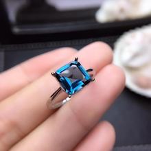 charming natural topaz Ring  blue color Jewelry 925 sterling silver square gem girl birthday gift  new year 2024 - buy cheap