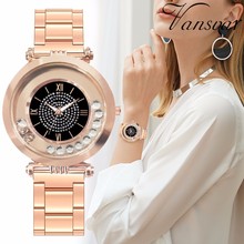 Reloj de cuarzo con diamantes de imitación para mujer, pulsera de oro rosa de acero inoxidable, de lujo, gran oferta, envío directo 2024 - compra barato