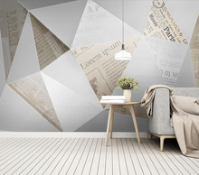 Decorative wallpaper Abstract geometry vintage newspaper background wall 2024 - buy cheap