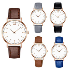 Мужские часы с кожаным ремешком, аналоговые кварцевые круглые наручные часы, модные повседневные роскошные черные женские часы A40 2024 - купить недорого