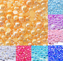 LF 500Pcs Orange AB 2-10mm Round Haft Pearl Beads Crafts Flatback Cabochon Scrapbooking For Embellishments Diy Accessories 2024 - buy cheap