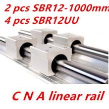 12mm linear rail SBR12  1000mm support rails 2 pcs  + 4 pcs SBR12UU blocks for CNC for 12mm linear shaft support rails 2024 - buy cheap
