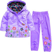 Комплект одежды для девочек, дождевик, осенне-зимний комплект одежды для девочек, куртка с капюшоном и штаны, детская одежда, спортивный костюм, детские топы и пальто 2024 - купить недорого