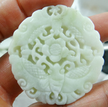 47*45Wholesale natural Chinese Liantian stone hand-carved statue of bat amulet pendant necklace Jewelry Making 2024 - buy cheap