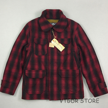 Bob Dong Woolen Plaid Checks Hunting Jacket Vintage Winter Men's Wool Fleece Coat Red Black 2024 - buy cheap