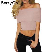 BerryGo Vintage crop top women tops streetwear Off shoulder camisole tank top Sexy elastic short knitting cropped cami sweater 2024 - buy cheap