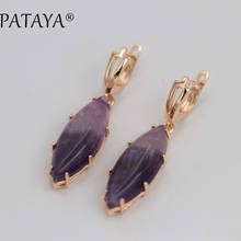 PATAYA-pendientes de gota de oro rosa 585 para mujer, aretes pequeños, varios colores, fiesta, boda, India 2024 - compra barato