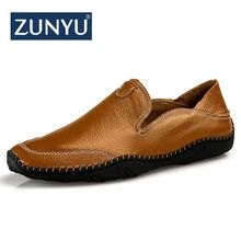 Zunyu novos sapatos masculinos casuais mocassins mocassins sapatos de marca de luxo respirável sapatos de couro genuíno sapatos de condução 2024 - compre barato