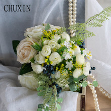 Korean style bride wedding Artificial flower silk bouquet  wedding home decoration photography props Valentine's Day present 2024 - buy cheap