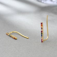 E Jewelry 925 Sterling Silver Bar Earrings for Women Girls 14K Gold Plated Rainbow Stud Earings Korean Fashion Jewelry 2019 2024 - buy cheap