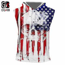 OGKB Hiphop Sleeveless Hoodies Pullovers Men/women's Cool Print American Flag Skull 3d Hooded Tank Top Cap Vest Singlets Man 2024 - buy cheap