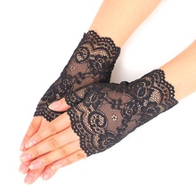 Fashion Long Fingerless Women's Sexy Lace Gloves White Black Floral Half Finger Fishnet Gloves Ladies Mesh Mitten Gants Femme 2024 - buy cheap