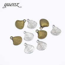YuenZ-dijes de concha de color plateado antiguo, 30 Uds., colgantes de Metal para pulsera, collar, fabricación de joyas, 15x13mm D799 2024 - compra barato