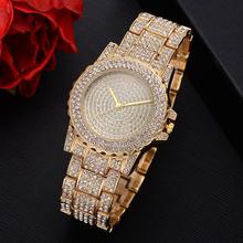 Relojes de diamantes dorados de lujo para Mujer, pulsera de acero inoxidable ostentosa a la moda, Reloj Saati 2024 - compra barato