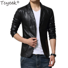 Tcyeek-Chaqueta De cuero sintético para hombre, chaqueta informal De cuero sintético, color negro/rojo, 7XL, para primavera y otoño, CJ194, 2020 2024 - compra barato