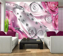 wellyu papel de parede Custom wallpaper 3d large murals beautiful metal line diamond rose background for living room wallpaper 2024 - buy cheap