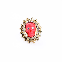 Preço a granel vermelho crânio anéis ouro cor liga esqueleto dedo anel compras em linha por atacado 2024 - compre barato