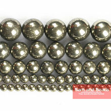 Free Shipping Natural Stone Iron Pyrite Round Loose Beads 16" Strand 4 6 8 10 12MM Pick Size For Jewelry Making IPB01 2024 - buy cheap