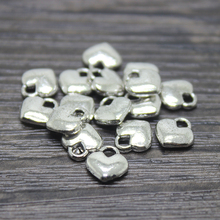 60 uds.-abalorios de corazón pequeño, Mini colgantes con dije de corazón de plata tibetana antigua de 8x8mm 2024 - compra barato