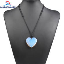 Fashion Natural Stone Opal heart Shape pendant necklace Scaling Rope Chain Metal lobster clasp Long Pendant For Lovers' jewelry 2024 - buy cheap