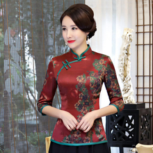 Модная китайская женская рубашка, винтажная Женская шелковая блузка, короткий рукав, топ на пуговицах, Qipao Mujer, рубашка, топы, размеры S, M, L, XL, XXL, XXXL 2024 - купить недорого