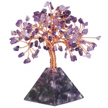 TUMBEELLUWA-árbol del dinero de Cristal púrpura Natural con Base de pirámide de Cristal púrpura, decoración para el hogar con bonsáis, riqueza y suerte 2024 - compra barato