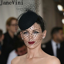 JaneVini Black Birdcage Veil Wedding Hat White Facinators Bridal Hats Chic Women Headwear 2019 Wedding Acsessoire for Hair 2024 - buy cheap