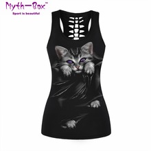 Women Sport Vest Bad Cat 3D Print Sleeveless Shirt For Yoga Girls Hollow Out Gym Workout Tops Quick Dry Fitness Tank Top Jerseys 2024 - buy cheap