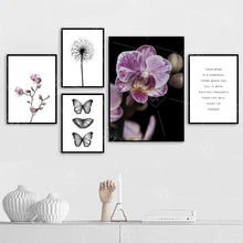 Dandelion Butterfly Pink Magnolia Flower Wall Art Canvas Painting Nordic Posters And Prints Wall Pictures For Living Room Decor 2024 - buy cheap