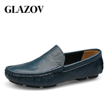 GLAZOV High Quality Genuine Leather Men Shoes Soft Moccasins Loafers Fashion Brand Men Flats Comfy Driving Shoes Big Size 36~50 2024 - buy cheap