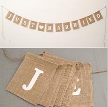 jute rope flax Wedding Photo Props Vintage Jute Burlap Bunting Just Married Rustic Garland Party wedding Decoration 2024 - buy cheap