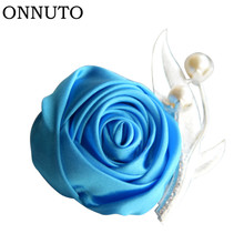 Woman Man Corsage For Groom Groomsman Handmade Satin Silk Rose Flower Wedding Suit Boutonnieres Accessories Pin Brooch S6207 2024 - buy cheap