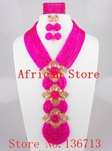 Conjunto de joias de contas de cristal da moda, conjunto africano com contas de cristal da moda, miçangas, colar, pulseira, brincos de casamento africano l076 2024 - compre barato