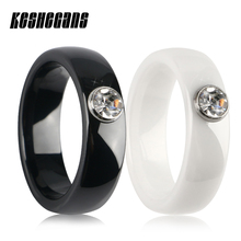 Anéis de cerâmica redondos de cristal feminino, anéis de cerâmica preto e branco suave estilosos para mulheres elegantes casamento e noivado 2018 2024 - compre barato