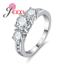High Quality Engagement Ring Crystal Wedding Rings 925 Sterling Silver Rings With Shiny CZ Jewelry For Women Party 2024 - buy cheap