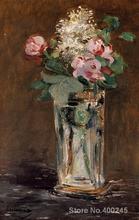 Pintura al óleo artística de flores en un jarrón de cristal de Edouard Manet, de alta calidad, hecha a mano 2024 - compra barato