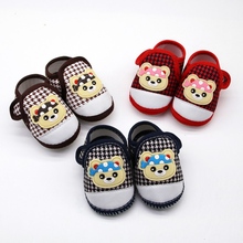 Baby Boy Girl First Walking Shoes Cartoon Bear Anti-Slip Shoes Casual Plaid Shoe Toddler Soft Soled First Walkers 2024 - buy cheap