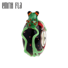 Emith Fla 925 Sterling Silver Large Hole Colorful 3D Animal Frog Murano Glass European Charm Beads Fit Brand Bracelet Jewelry 2024 - buy cheap