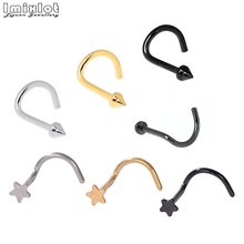 Piercings de acero para Nariz, Piercings nasales de Aro para Nariz, hueso, tornillo de Nariz, Piercings de cuerpo de joyería, 5 uds. 2024 - compra barato