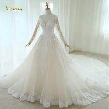 Loverxu Vestido De Noiva Long Sleeve Lace Vintage Wedding Dresses 2019 Luxury Appliques Beaded Chapel Train A Line Bridal Gown 2024 - buy cheap