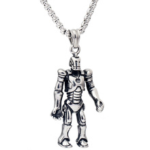 Corrente do pingente do homem de ferro robô colar de aço inoxidável de titânio com pingente 2024 - compre barato