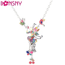 Bonsny Maxi Alloy Butterfly Fairy Enamel Jewelry Colorful Pendant 2016 New Novelty Jewelry For Women Statement Charm 2024 - buy cheap