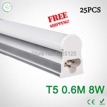 25pcs 2ft 8W T5 LED Tubes 600mm SMD 2835  Led Fluorescent Tubes AC85~265V Constant Current lights Warm White Cold White Via DHL 2024 - buy cheap