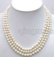 SALE 6-7mm Round AA White Natural Cultured Pearl 3 Strands Necklace Unique S925 Silver Clasp-nec1528 wholesale/retail 2024 - buy cheap