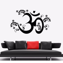 Наклейка на стену для йоги Om Mantra Yoga Hinduism, Виниловая наклейка на стену, декор для гостиной, наклейка для спальни Vedas Talisman s роспись YJ09 2024 - купить недорого