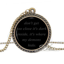 IMAGINE DRAGONS Black Dome Necklace - Song Lyrics Quote Pendant - Music Jewelry - Demons Link Chain Glass Cabochon Necklaces 2024 - buy cheap