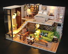 Casa de muñecas En Miniatura para niños, muebles de madera hechos a mano, modelo de ensamblaje romántico de Europa, juguetes de Navidad 2024 - compra barato