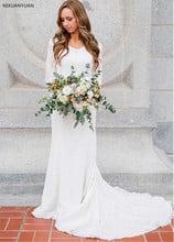 Lace Boho Vestido De Noiva 2020 Beach Mermaid Wedding Dresses V-neck 3/4 Sleeves Vintage Robe De Mariee 2024 - buy cheap